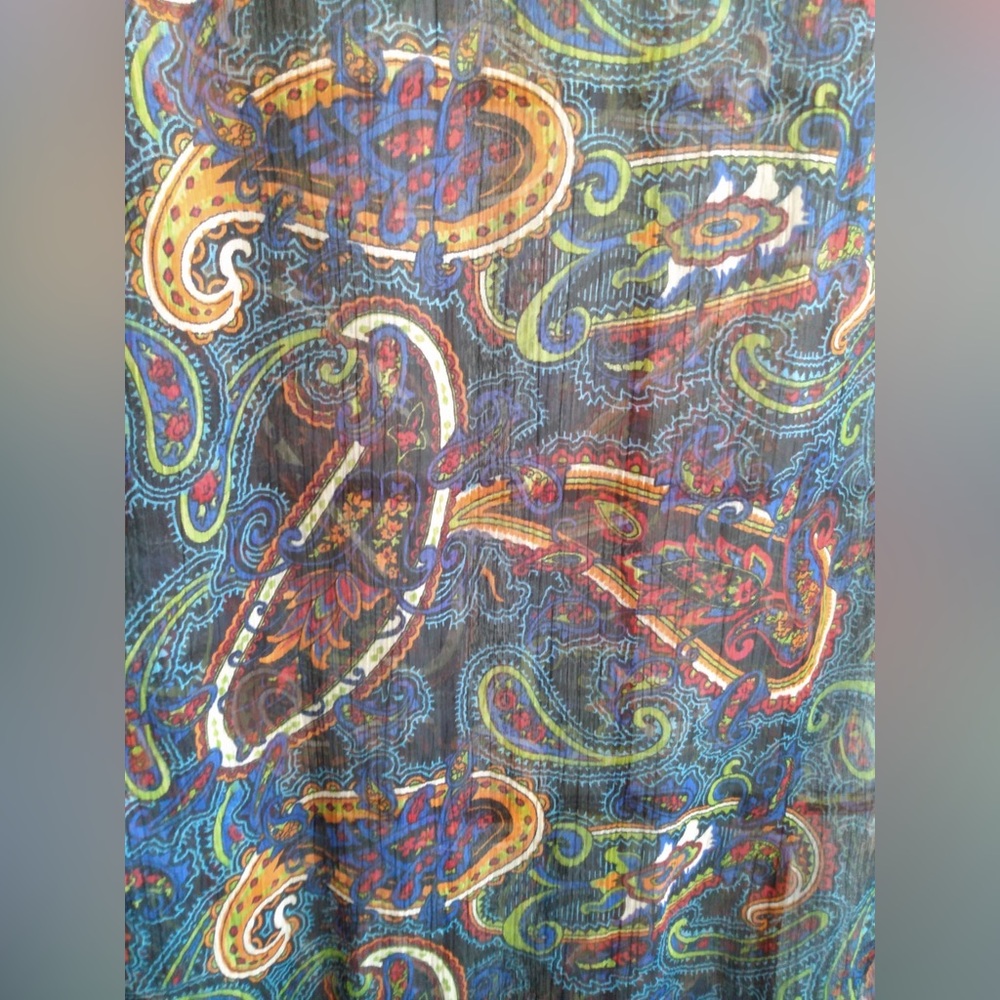Navy Blue Multicolor Paisley Rectangular Scarf Sh… - image 4